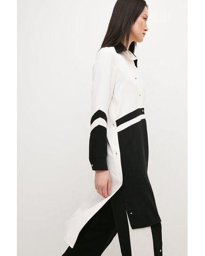 Karen Millen Petite Soft Tailored Colourblock Midi Shirt Dress - Black