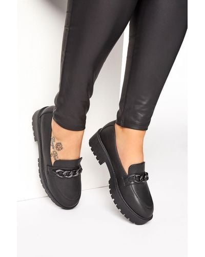 Yours Extra Wide Fit Chunky Loafers - Black