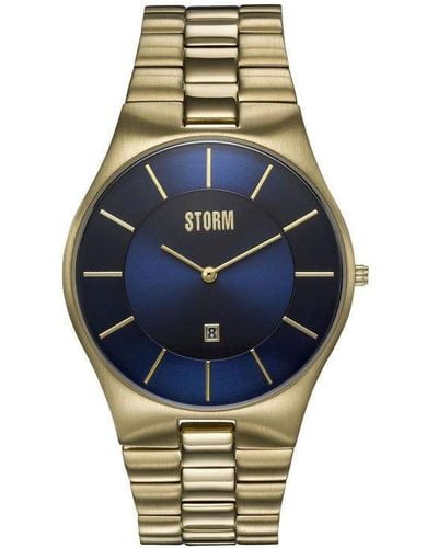 Storm Slim-x Xl Gold Blue Gold Plated Stainless Steel Watch - 47159/gd/b
