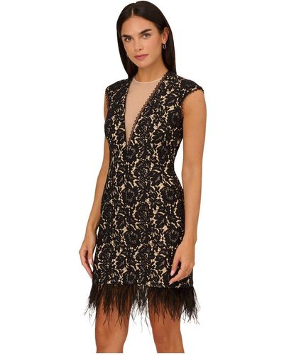 Adrianna Papell Bonded Lace Cocktail Dress - Black