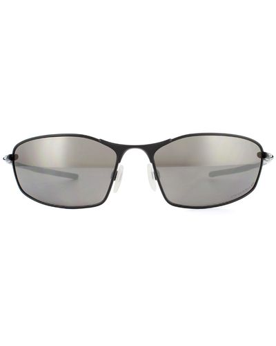 Oakley Wrap Satin Black Prizm Black Polarized Whisker Sunglasses - Grey