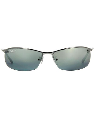 Ray-Ban Wrap Gunmetal Silver Mirror Sunglasses - Grey