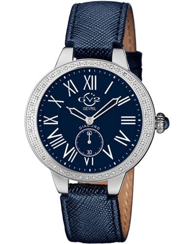 Gv2 Astor Swiss Quartz Diamonds Blue Dial Stainless Steel Watch