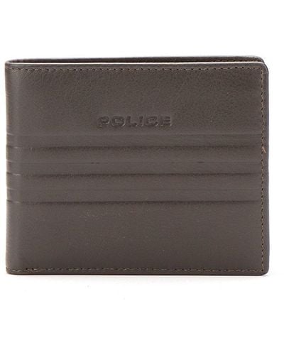 Police Gift Boxed Textured Leather Wallet - Grey