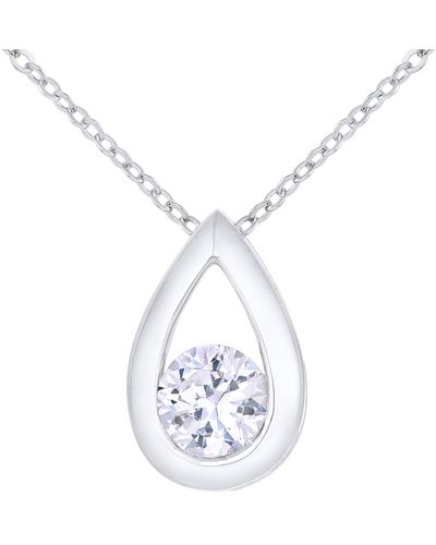 Jewelco London 9ct White Gold 1/4ct Diamond Solitaire Pendant Necklace 18 Inch - Pp0axl1715wdia - Blue