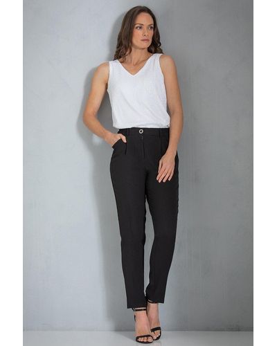 Klass Embellished Button Tapered Trousers - Grey