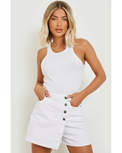 Boohoo Denim Skort - White