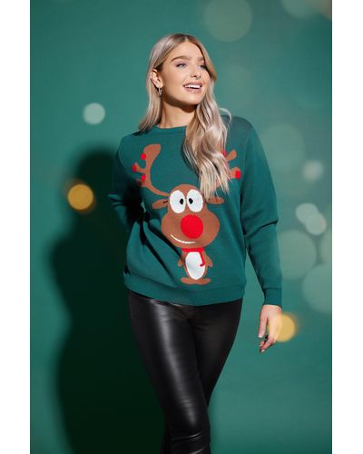M&CO. Reindeer Christmas Jumper - Green