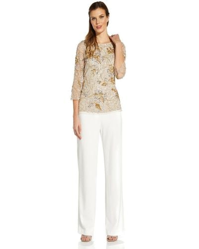 Adrianna Papell Covered Beaded Top - White