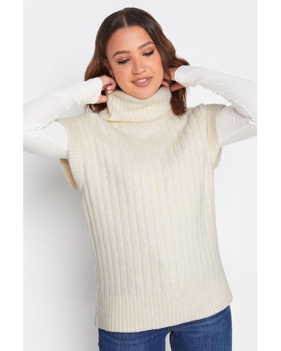 Long Tall Sally Tall Roll Neck Knitted Top - White
