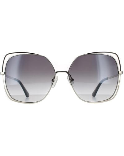 Guess Fashion Shiny Light Nickeltin Smoke Mirror Sunglasses - Grey