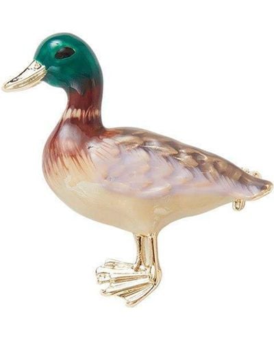 Fable England Enamel Mallard Duck Brooch - Multicolour
