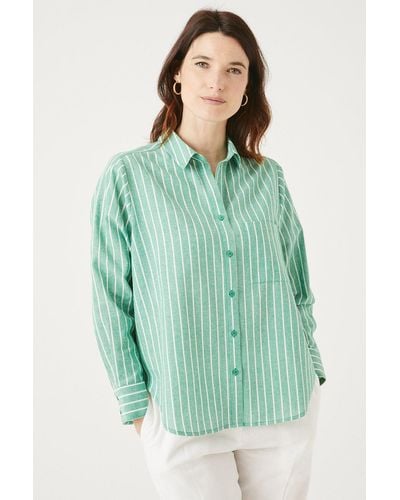 MAINE Green Stripe Shirt