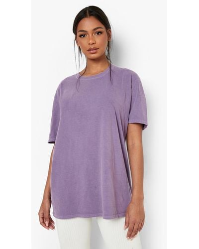 Boohoo Overdyed Oversized Short Sleeve T - Shirt - Purple