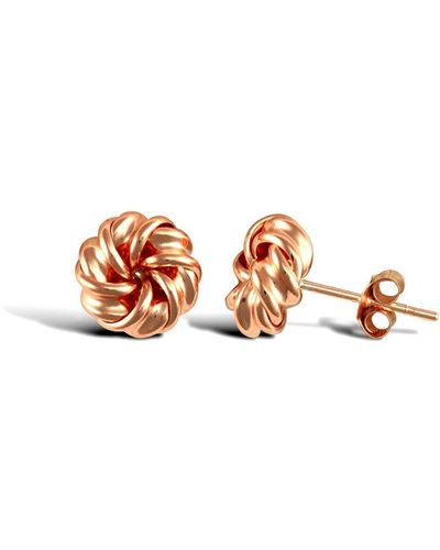 Jewelco London 9ct Rose Gold Love Knot Stud Earrings - Jes318 - Orange