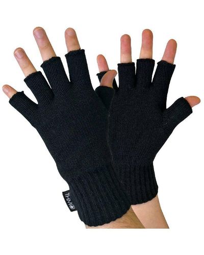 THMO Black 3m Thinsulate Insulation Lined Fingerless Gloves - Blue