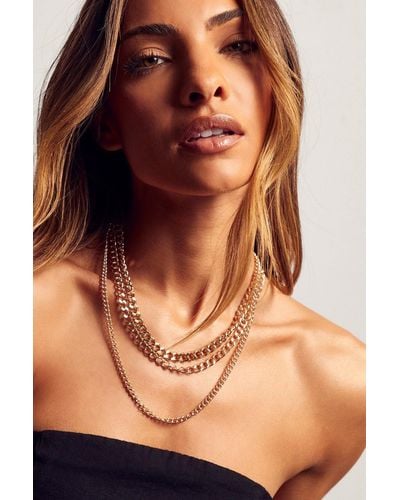 MissPap Chunky Chain Triple Layered Necklace - Brown