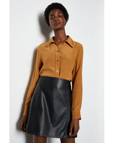 Karen Millen Leather Mini Skirt - Black