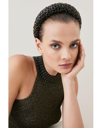 Karen Millen Jewelled Detail Headband - Black
