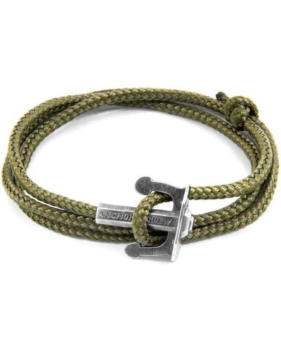 Anchor and Crew Union Anchor Silver And Rope Bracelet - Green