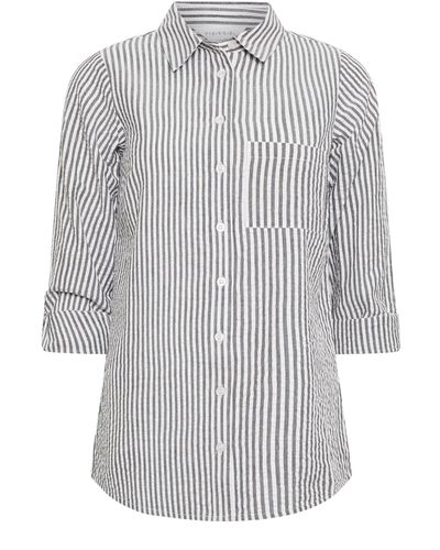 PixieGirl Petite Stripe Print Collared Shirt - Grey