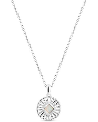 Simply Silver Sterling Silver Opal Necklace - White