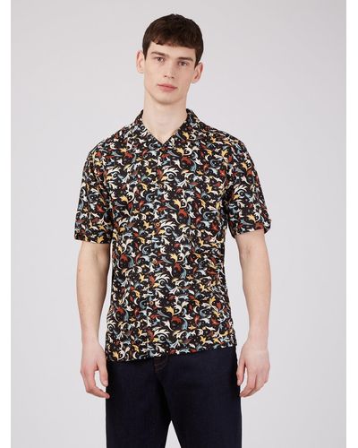 Ben Sherman Abstract Floral Print Shirt - Black