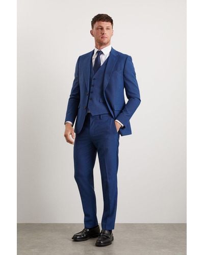 Burton Slim Fit Blue Birdseye Suit Trouser