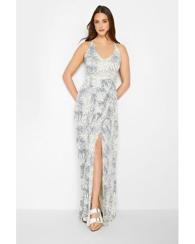 Long Tall Sally Leaf Print Split Maxi Dress - White