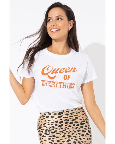 Sub_Urban Riot Queen Of Everything Womens Loose Slogan T-shirt - White