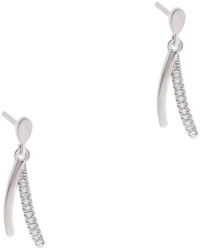 Pure Luxuries Gift Packaged 'hobart' Rhodium Plated 925 Silver & Cubic Zirconia Wishbone Earrings - White