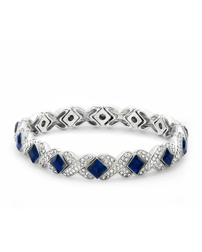 Jon Richard Silver Blue Crystal Cross Stretch Bracelet