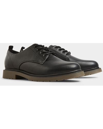 Yours Extra Wide Fit Faux Leather Lace Up Brogues - Black