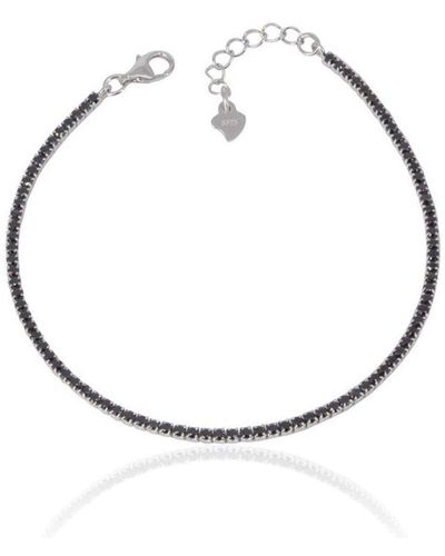 Spero London Sterling Silver Mini Black Tennis Bracelet - Metallic