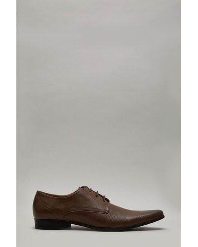 Burton Tan Leather Look Formal Derby Shoes - Grey