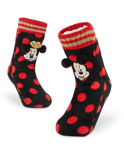 Disney Minnie & Mickey Mouse Slippers Socks - Red
