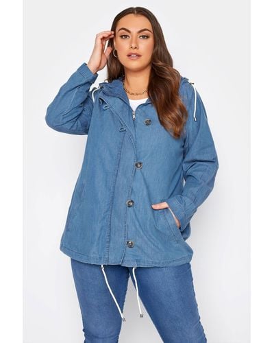 Yours Chambray Twill Jacket - Blue