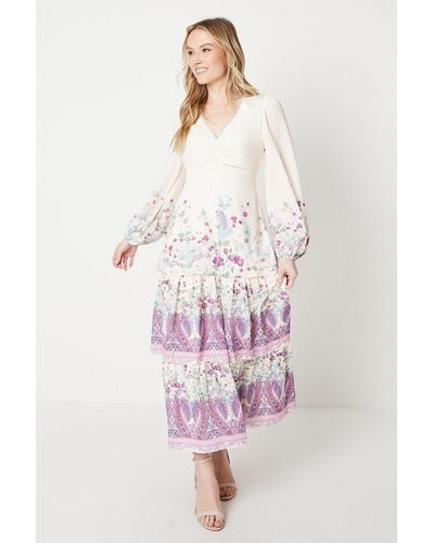 Oasis Occasion Paisley Floral Tiered Midaxi Dress - Pink