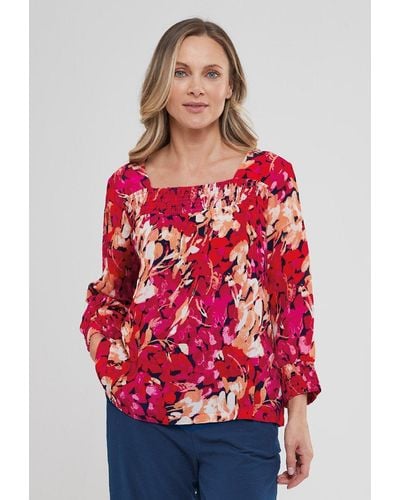 Adini Painted Bloom Candice Top - Red