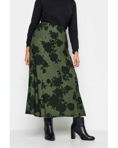 M&CO. Floral Print Maxi Skirt - Green