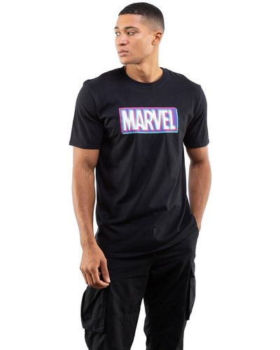 Marvel Glitch Logo Cotton T-shirt - Black