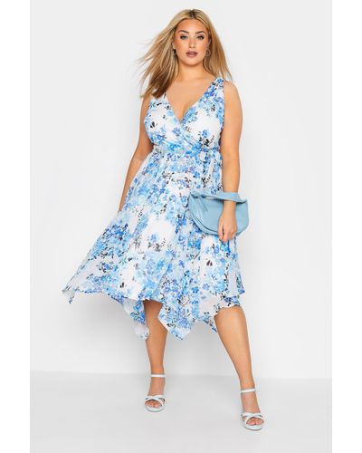 Yours Plus Size Hanky Hem Dress - Blue