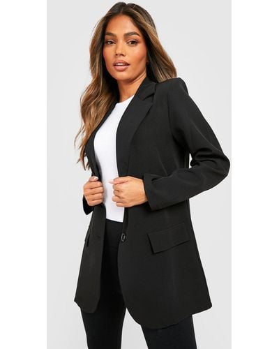 Boohoo Basic Woven Single Breasted Fitted Blazer - Black