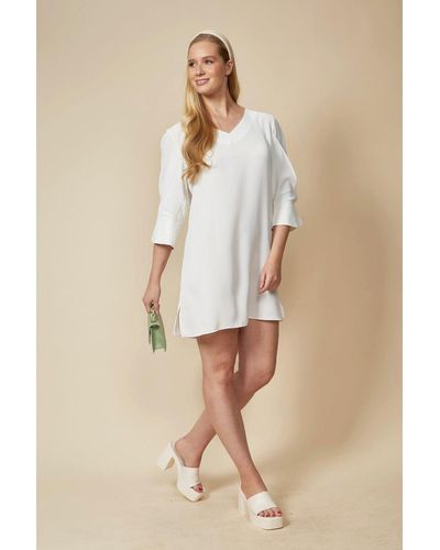 Hoxton Gal Oversized 3/4 Sleeves Tunic Top - Natural