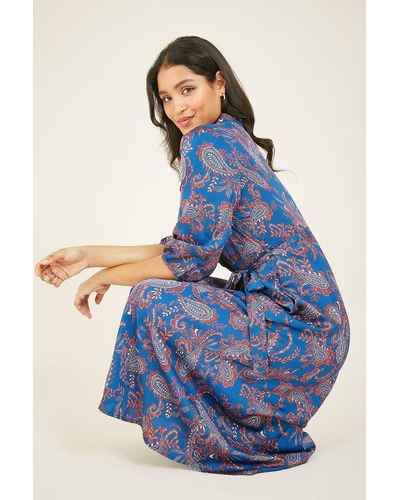 Mela Blue Paisley 'maira' Midi Shirt Dress