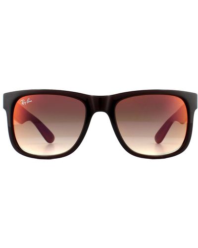 Ray-Ban Rectangle Brown Brown Gradient Mirror Red Sunglasses