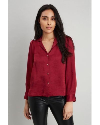 Wallis Petite Berry Satin Shirt - Red