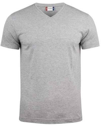 Clique Melange V Neck T-shirt - Grey