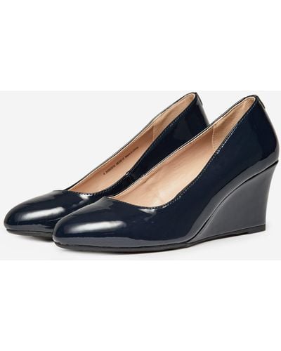Dorothy Perkins Wide Fit Navy Dreamers Wedge Court Shoe - Blue
