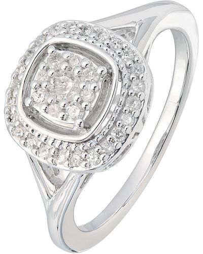 The Fine Collective White Gold Natural Diamond Halo Cluster Engagement Ring